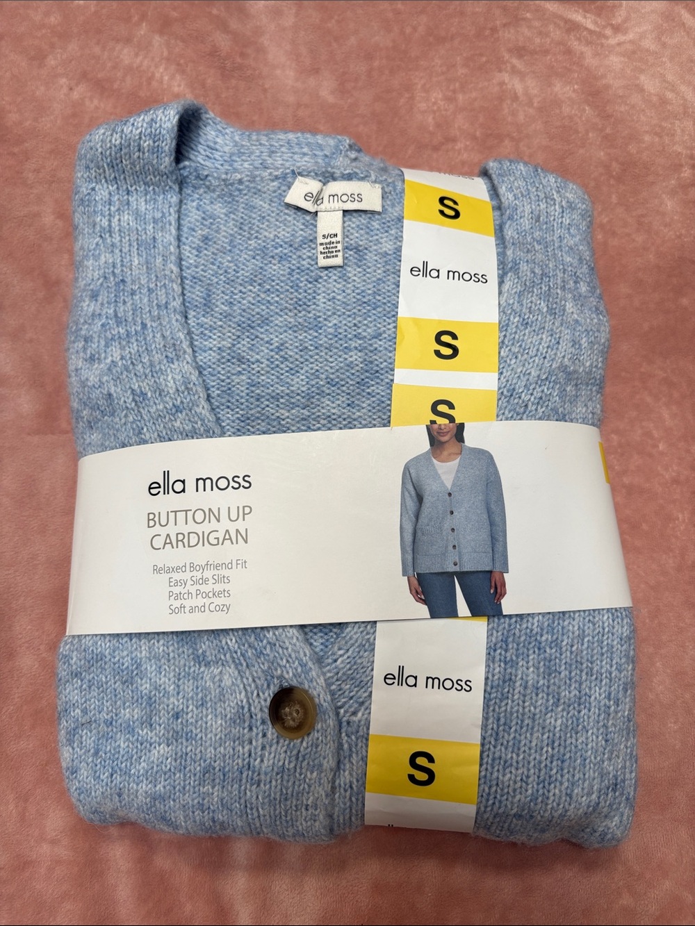 Ella Moss Heathered Sky Blue Button Cardigan
